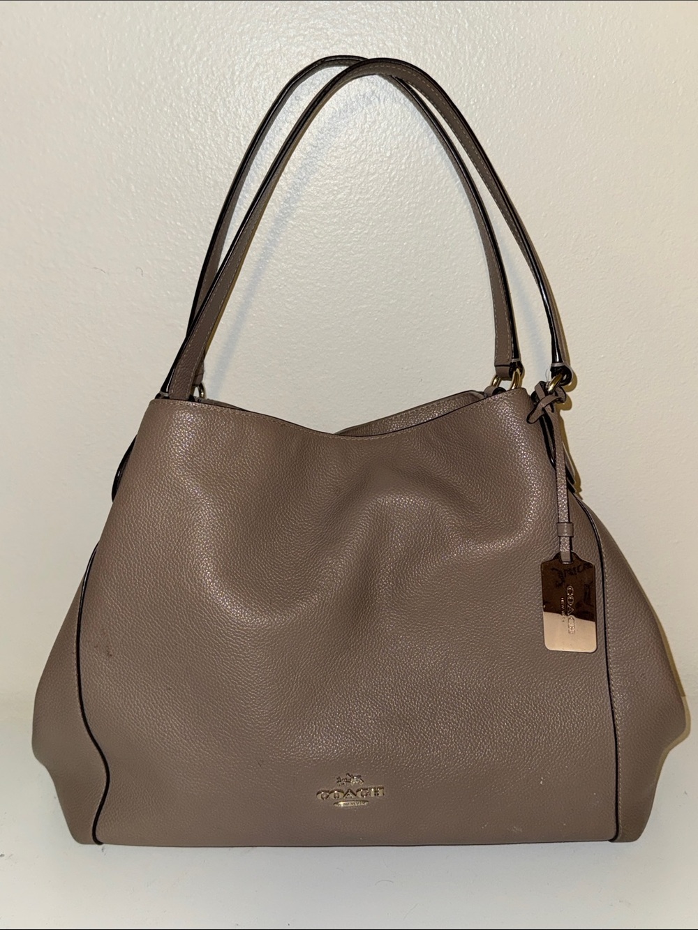 Coach Taupe Leather Shoulder Bag